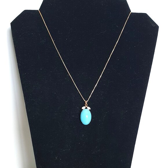 18K Gold Plated Amazonite Cabochon White Crystal Pendant 925 Silver Necklace - Picture 9 of 11